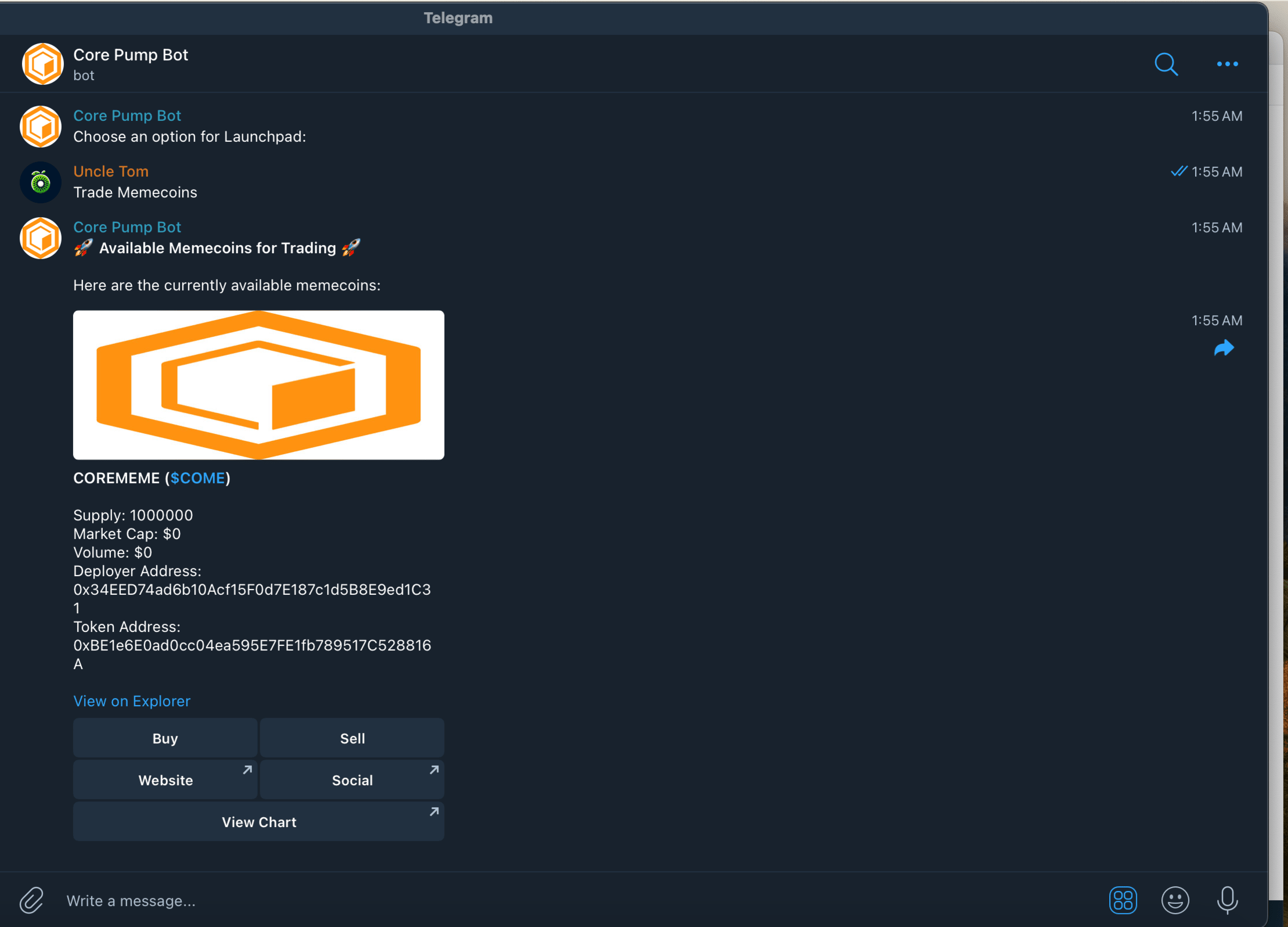 Core Pump Bot | Buidls | DoraHacks