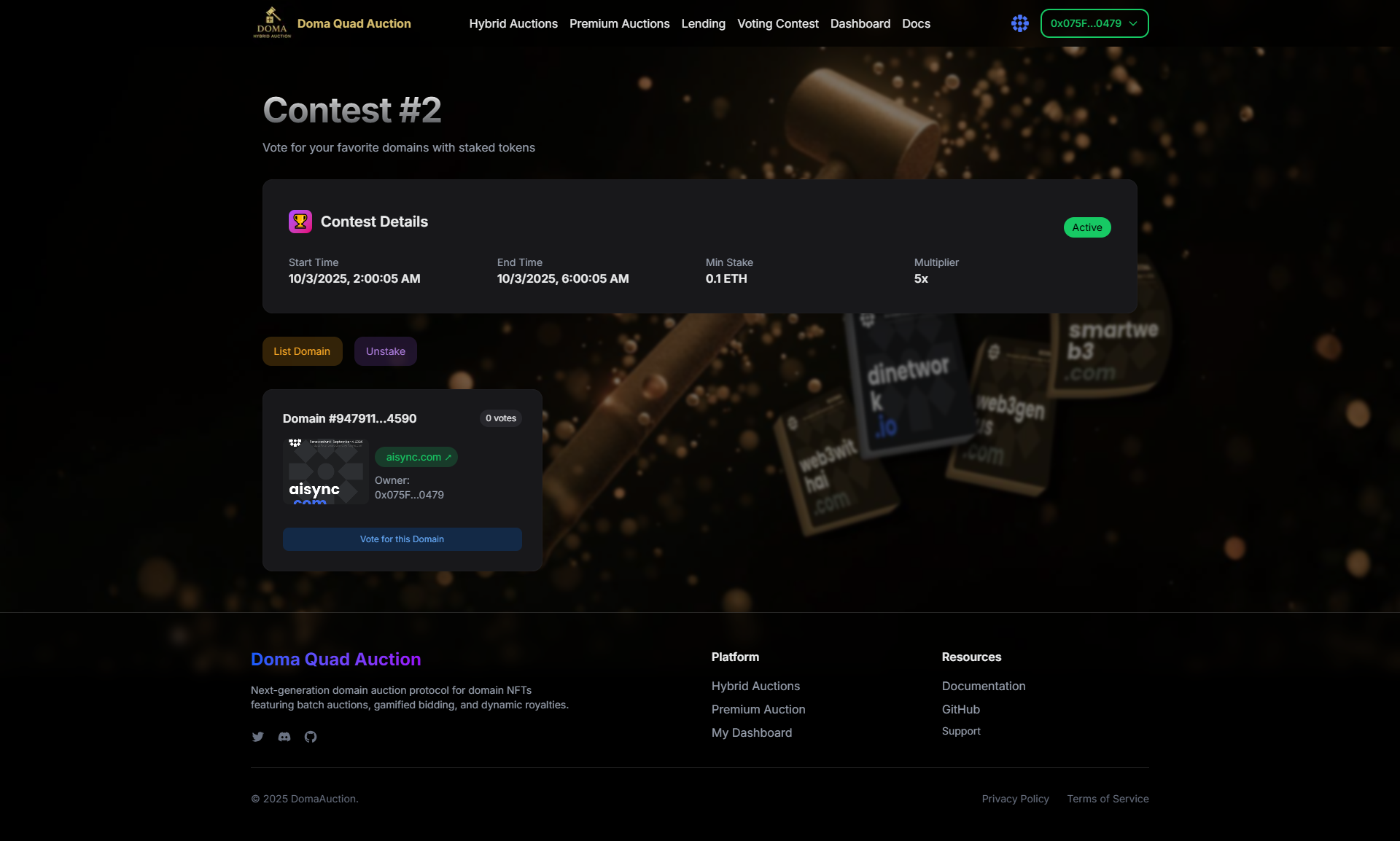 Domain Quad Auction Protocol | Buidls | DoraHacks